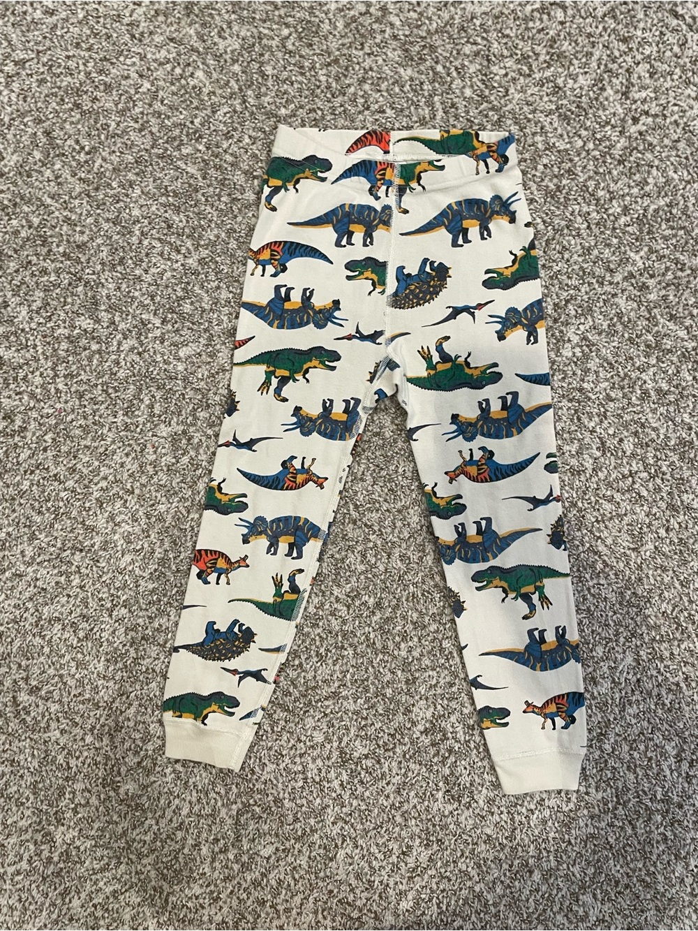 Hanna Andersson Cream Leggings with Multicolor Dino Motif